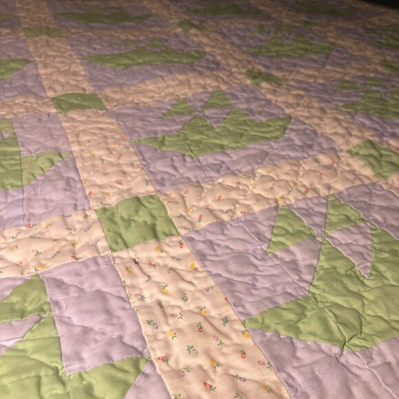 Reversible Hand Made Quilt with Patterned Sail Boats - Picture 4 of 7